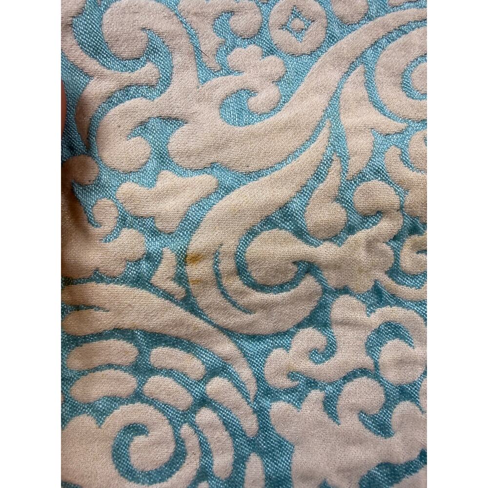 Vintage blue and white jacquard fabric yardage